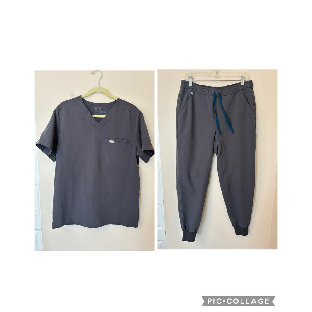 Figs Men's Scrub Set Dark Gray Leon Shirt Tansen Joggers Men's Medium Short